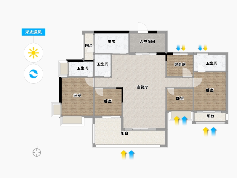 广东省-梅州市-勇兴亲水湾-147.00-户型库-采光通风