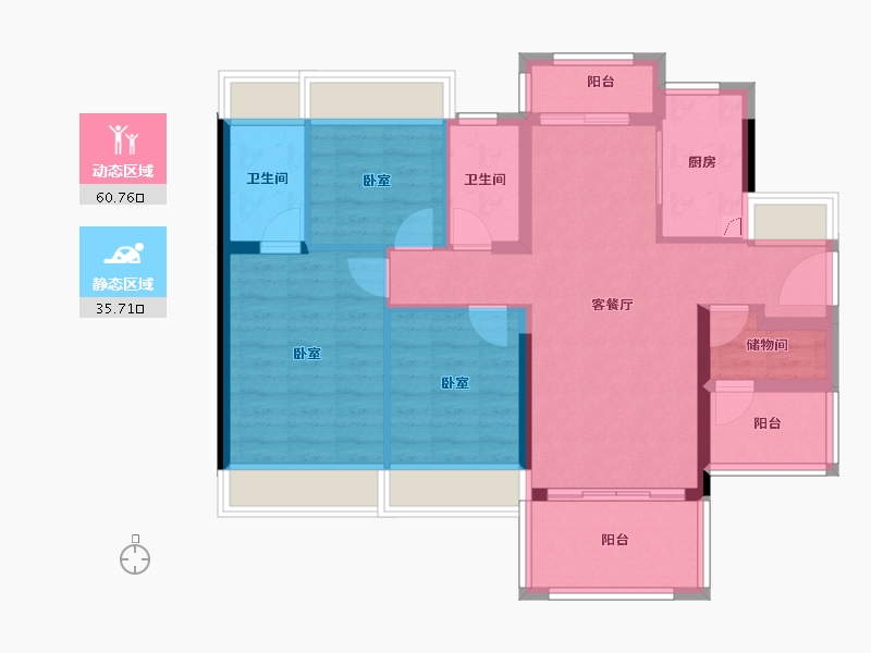 广东省-河源市-龙光玖誉湖-85.63-户型库-动静分区