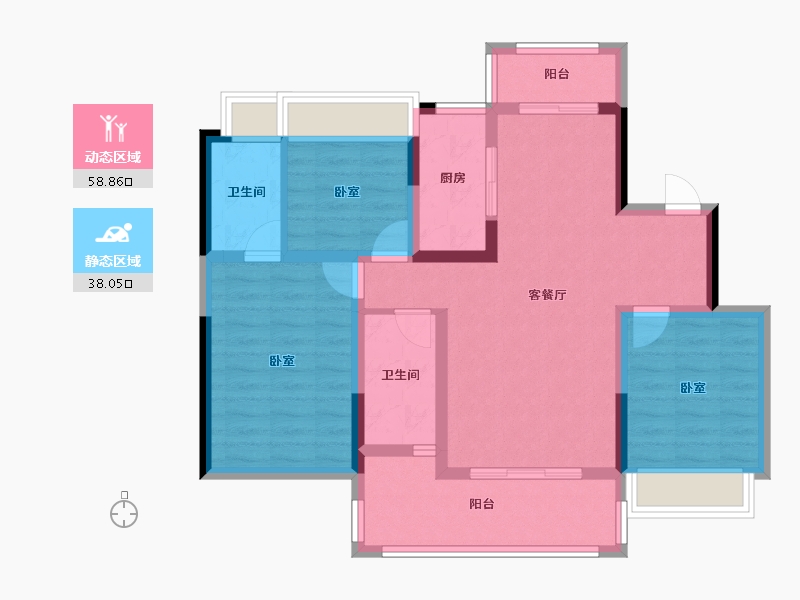 广东省-佛山市-荣盛文博府-85.56-户型库-动静分区