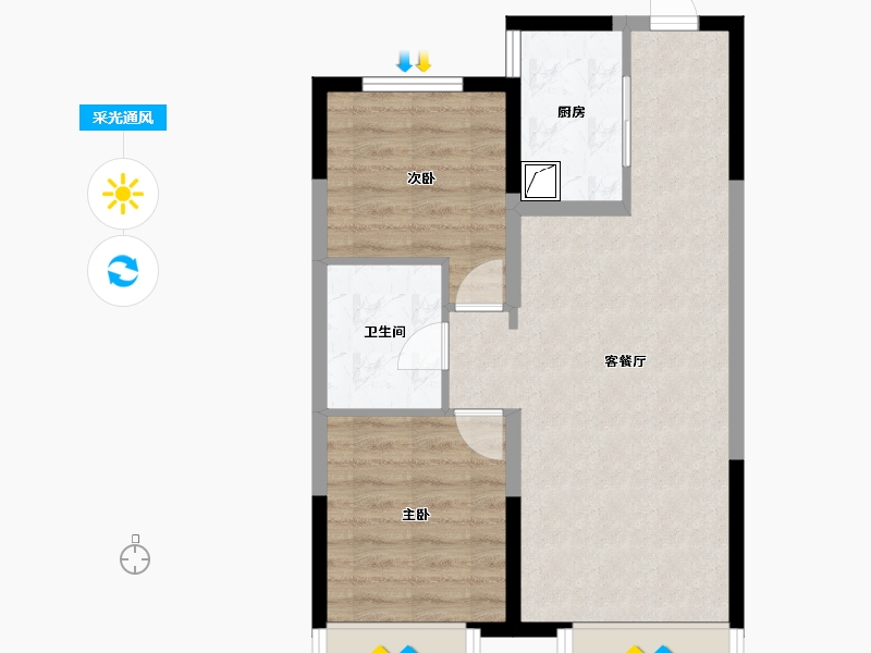 吉林省-长春市-保利和光尘樾-58.86-户型库-采光通风