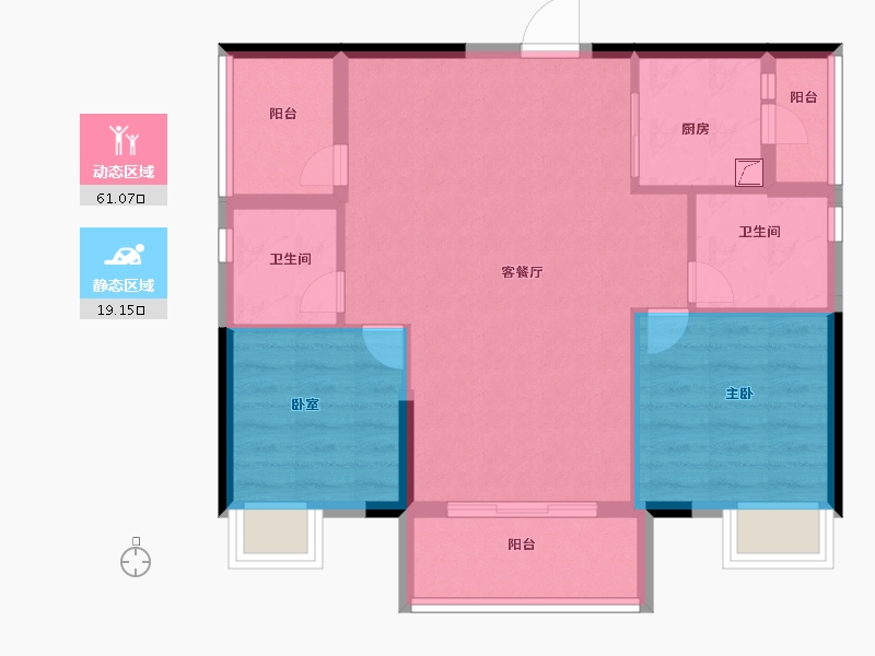 广东省-佛山市-保利珑门-71.99-户型库-动静分区