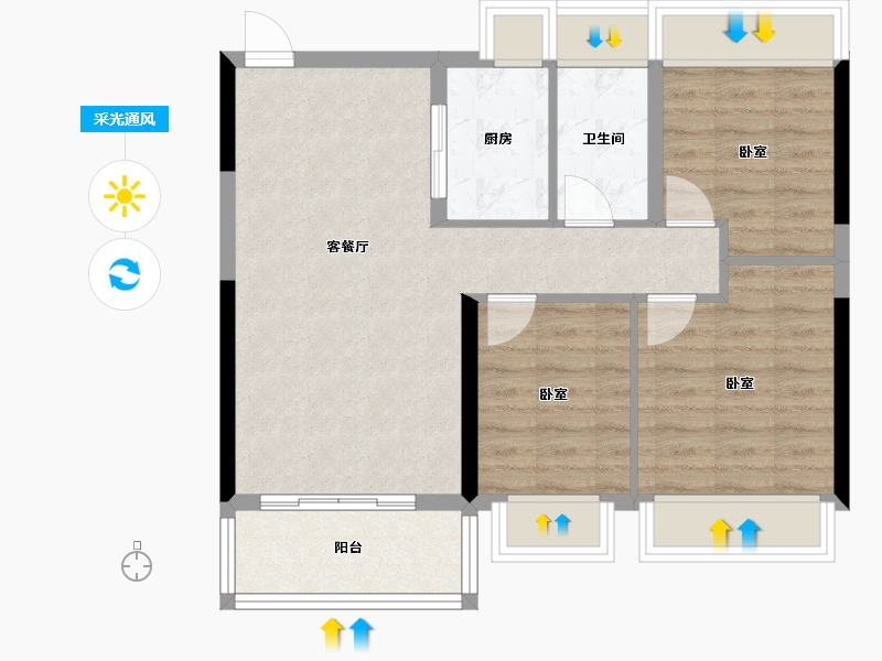 广东省-惠州市-富隆红树景园-69.24-户型库-采光通风