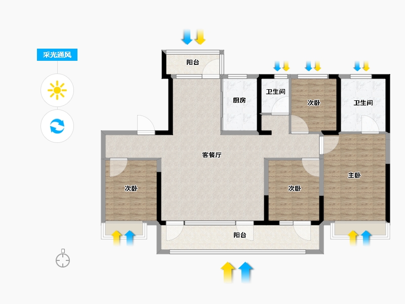 山东省-潍坊市-潍坊碧桂园翡翠郡-137.37-户型库-采光通风