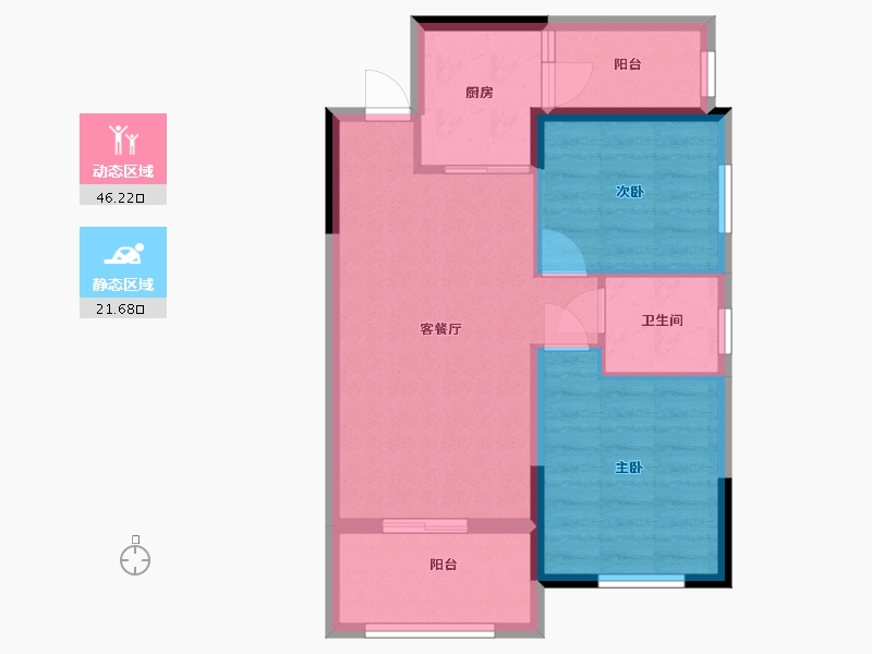 湖南省-长沙市-恒生碧水龙庭-60.43-户型库-动静分区