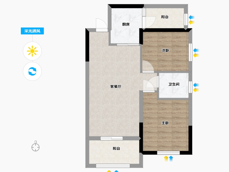 湖南省-长沙市-恒生碧水龙庭-60.43-户型库-采光通风