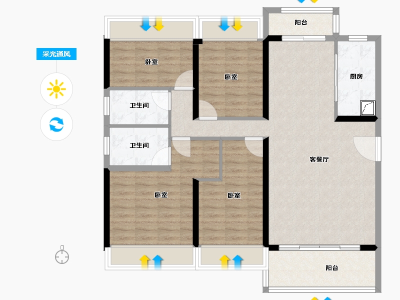 广东省-阳江市-碧桂园中兴江山府-103.55-户型库-采光通风