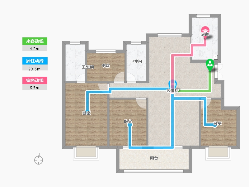 安徽省-宣城市-今创文澜府-104.00-户型库-动静线