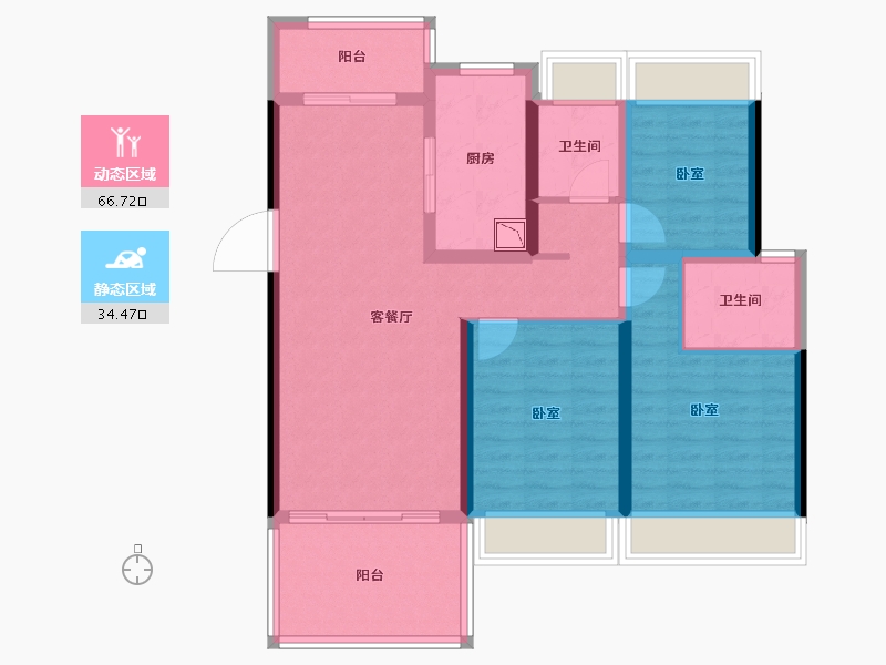 广东省-广州市-恩平碧桂园世纪城-89.53-户型库-动静分区