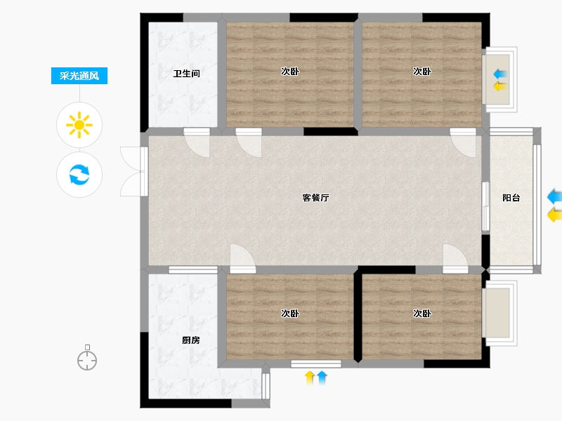 青海省-西宁市-新三江花园-109.59-户型库-采光通风