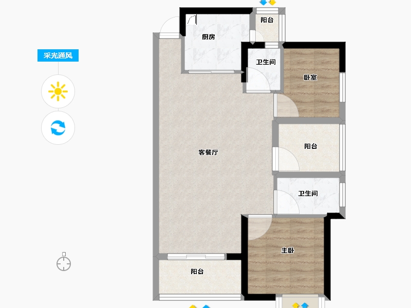 广东省-佛山市-保利珑门-72.01-户型库-采光通风