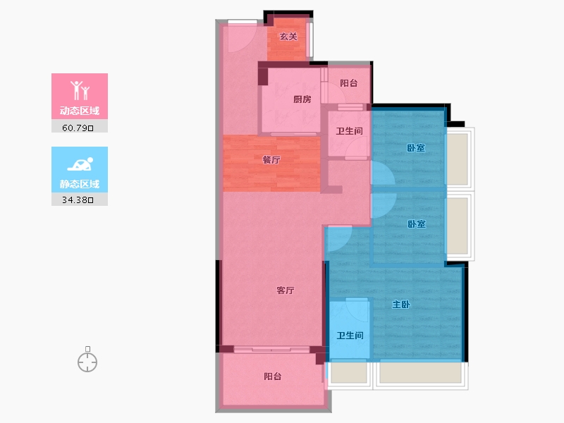 广东省-惠州市-隆生西江花园-84.97-户型库-动静分区