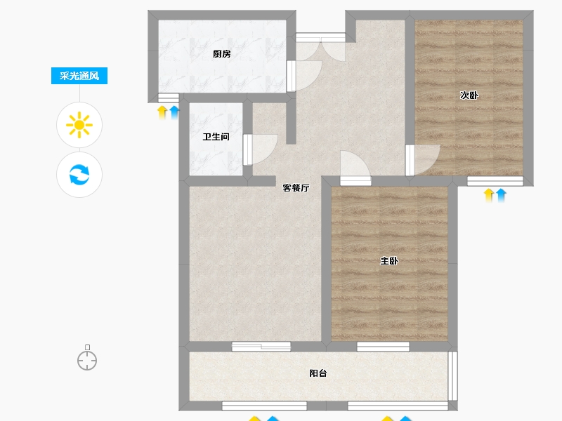 青海省-西宁市-紫金花苑-66.44-户型库-采光通风