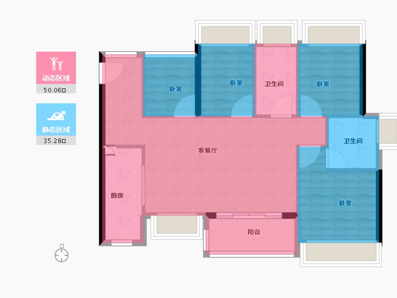 广东省-广州市-珠江·花屿花城-76.88-户型库-动静分区