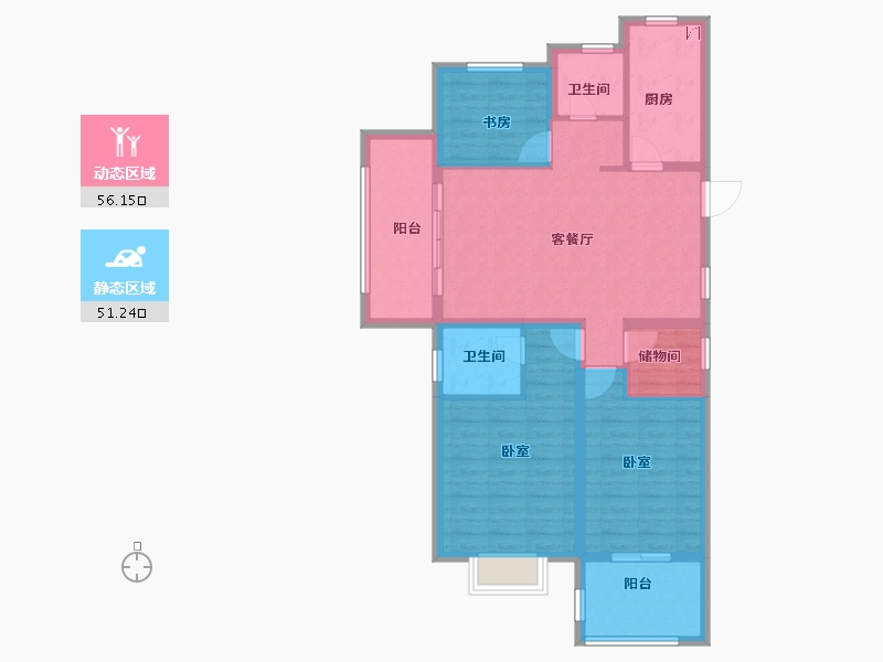 安徽省-宣城市-今创文澜府-96.00-户型库-动静分区