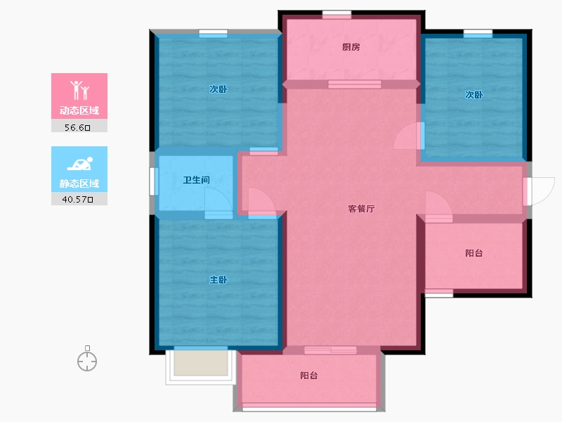 陕西省-西安市-亿润锦悦汇-85.77-户型库-动静分区