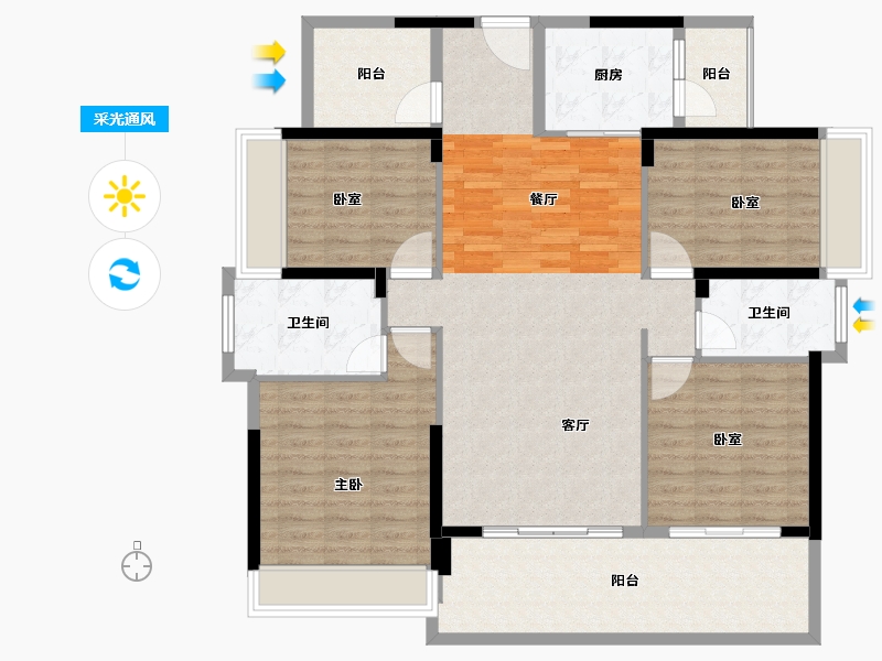 广东省-惠州市-隆生西江花园-129.82-户型库-采光通风