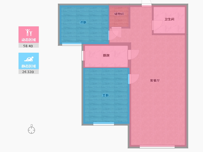 青海省-西宁市-丽水湾馨城-76.80-户型库-动静分区