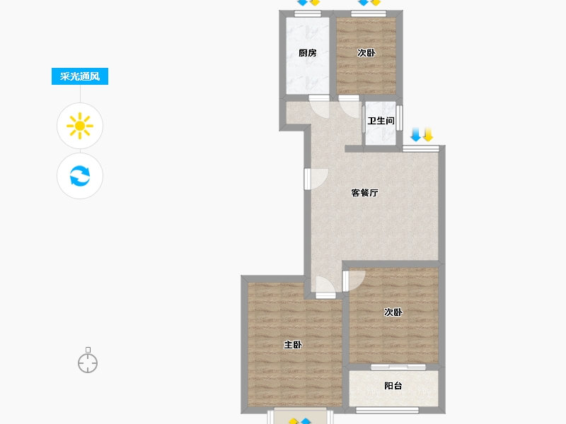 山东省-聊城市-汇利幸福里-75.01-户型库-采光通风