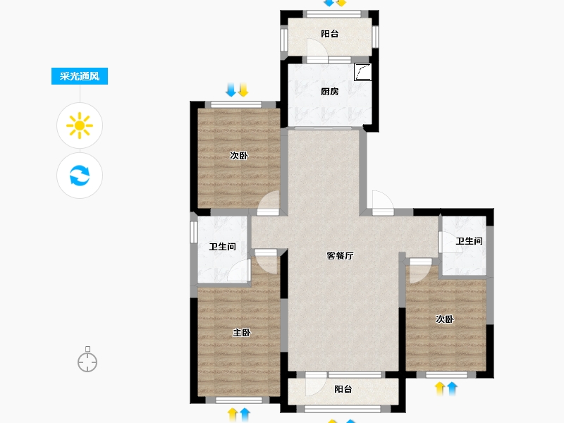 吉林省-长春市-天禄金典名城-91.52-户型库-采光通风