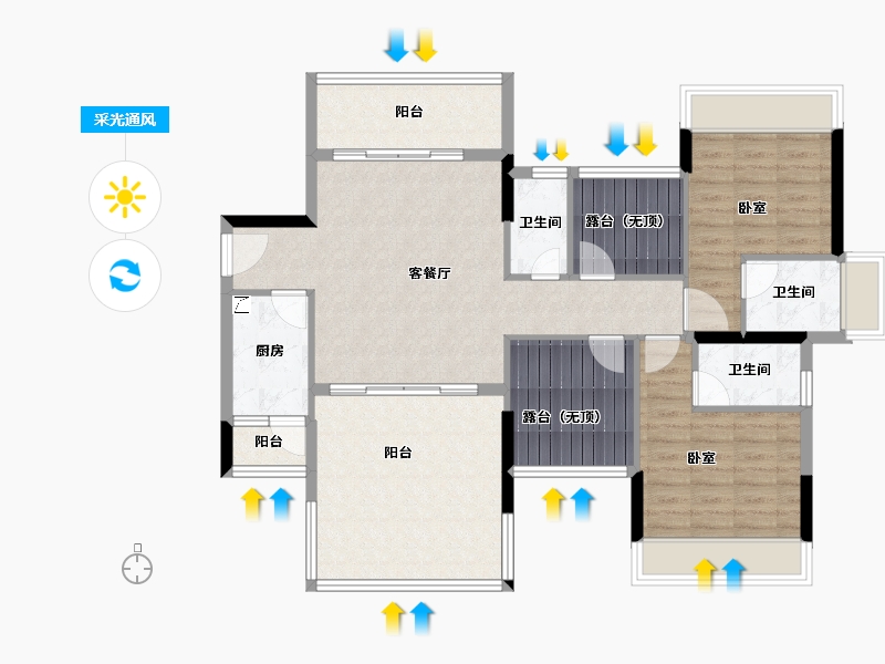 广东省-江门市-新熙花园-106.23-户型库-采光通风