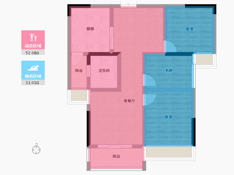 湖南省-常德市-中夏颐苑-72.63-户型库-动静分区