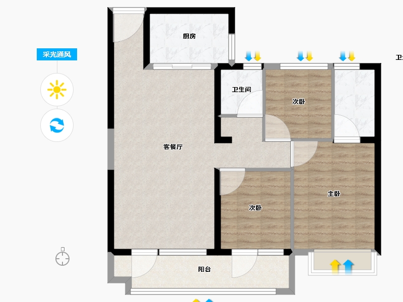 山东省-潍坊市-潍坊碧桂园翡翠郡-96.00-户型库-采光通风