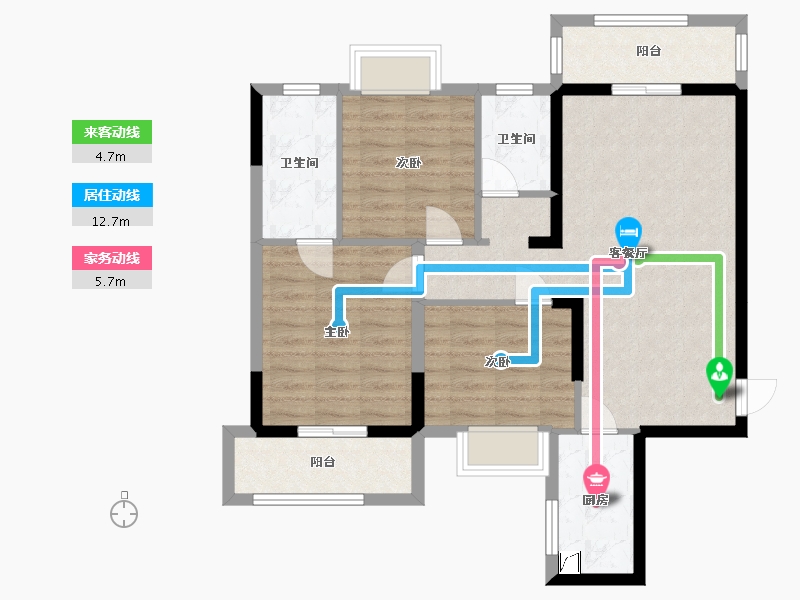 湖南省-长沙市-恒生碧水龙庭-85.06-户型库-动静线