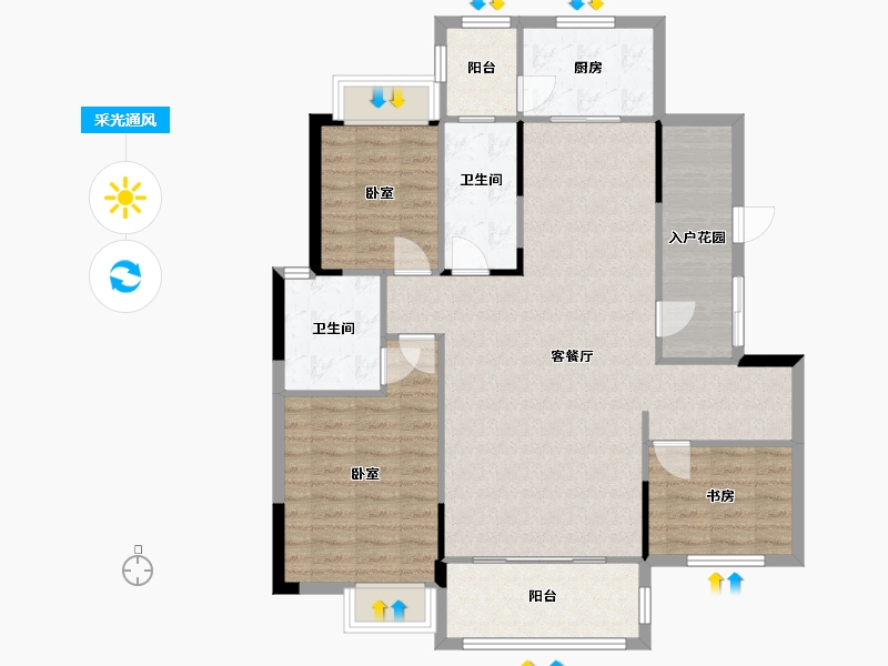 湖南省-衡阳市-雅士林欣城江岳府-107.33-户型库-采光通风