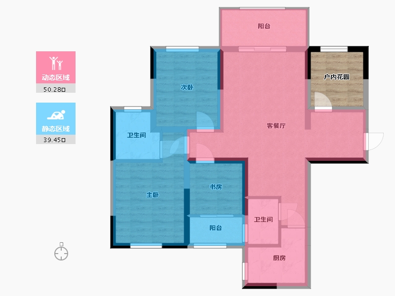 湖南省-长沙市-恒生碧水龙庭-85.38-户型库-动静分区