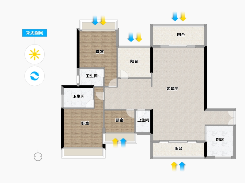 广东省-江门市-益丽龙湖-144.77-户型库-采光通风