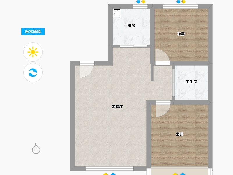 吉林省-长春市-江南公馆-53.43-户型库-采光通风