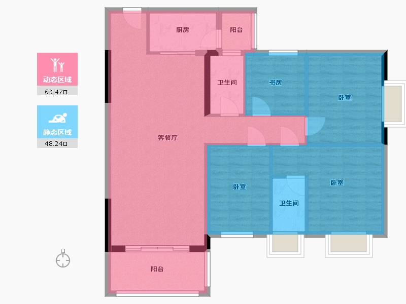 广东省-梅州市-合兴山水名都二期-100.96-户型库-动静分区