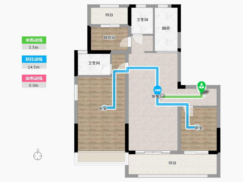 江苏省-镇江市-中南·聆江阁-98.00-户型库-动静线