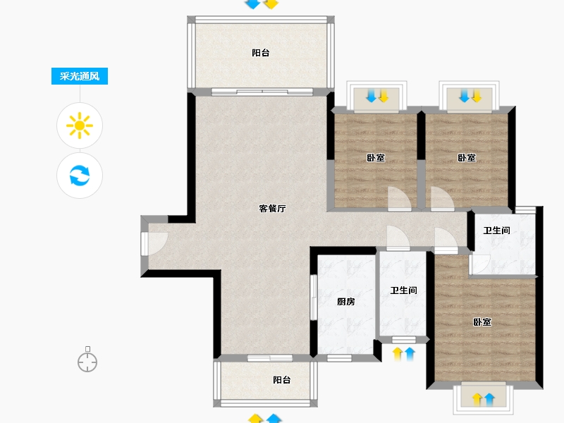 湖南省-邵阳市-懿品阁-100.71-户型库-采光通风