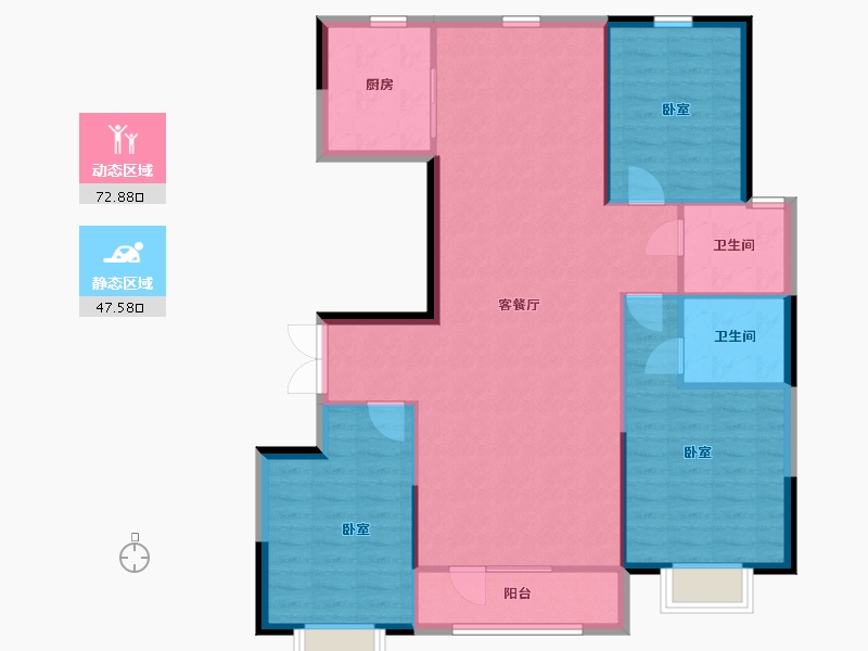 内蒙古自治区-包头市-方兴·凤凰台-110.94-户型库-动静分区