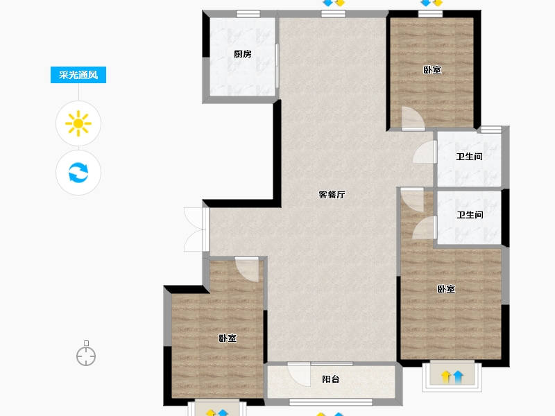 内蒙古自治区-包头市-方兴·凤凰台-110.94-户型库-采光通风