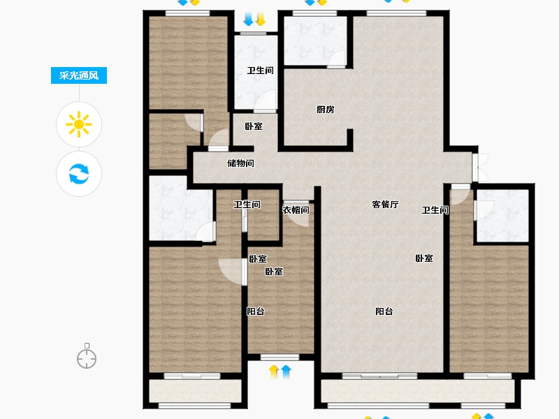 河南省-商丘市-麒麟公馆-207.00-户型库-采光通风