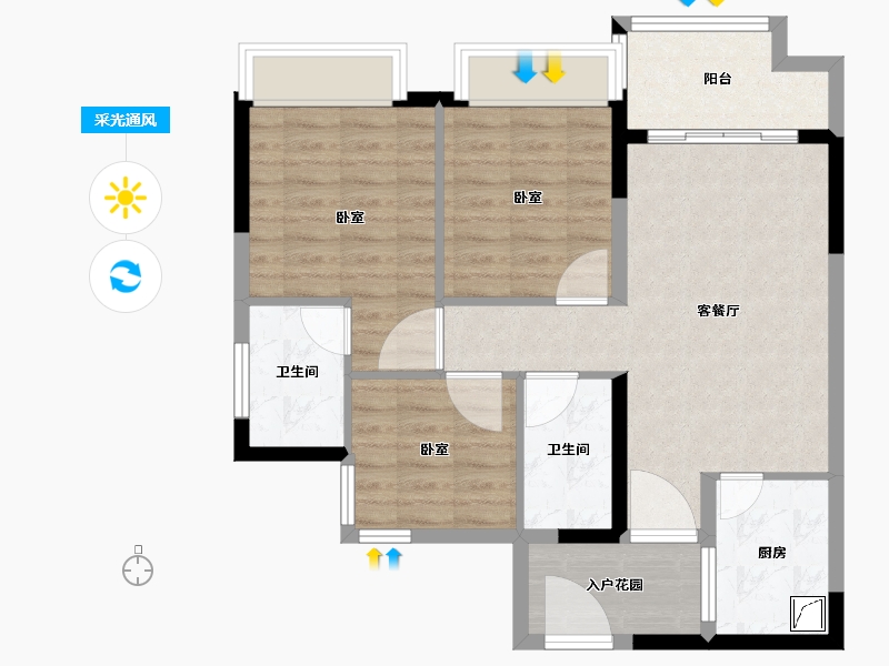 广东省-河源市-富力天禧花园-76.00-户型库-采光通风