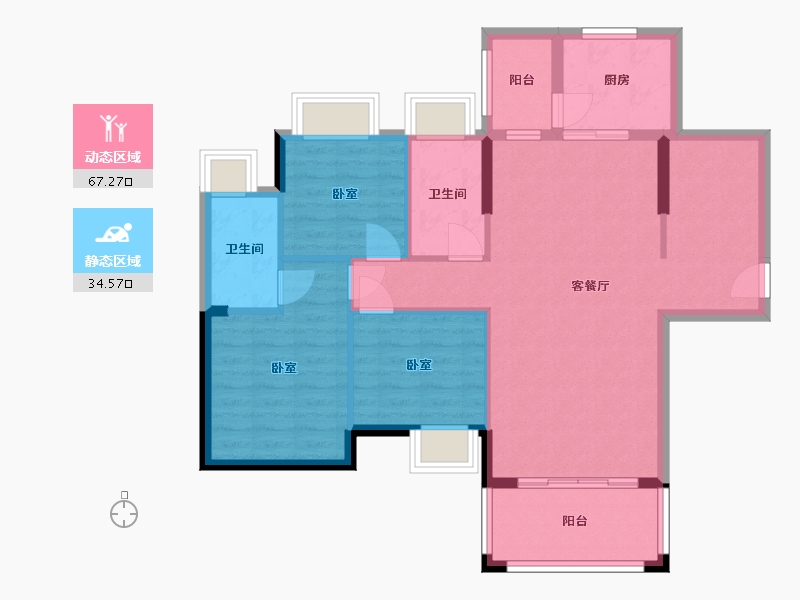 广东省-梅州市-印象唐苑-91.72-户型库-动静分区