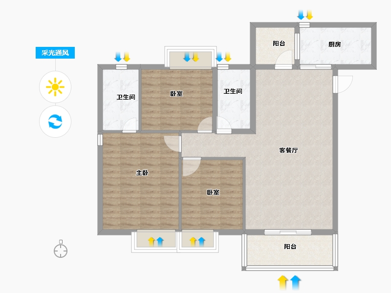 湖北省-黄冈市-麻城金丰国际生态城-96.81-户型库-采光通风