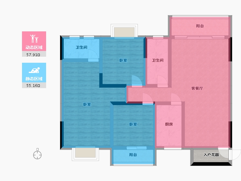 湖南省-衡阳市-云府A区-102.78-户型库-动静分区