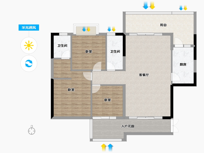 广东省-江门市-沃华中环广场-114.94-户型库-采光通风