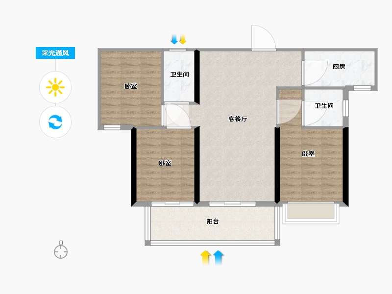 广东省-梅州市-丰顺碧桂园滨江时代-87.01-户型库-采光通风