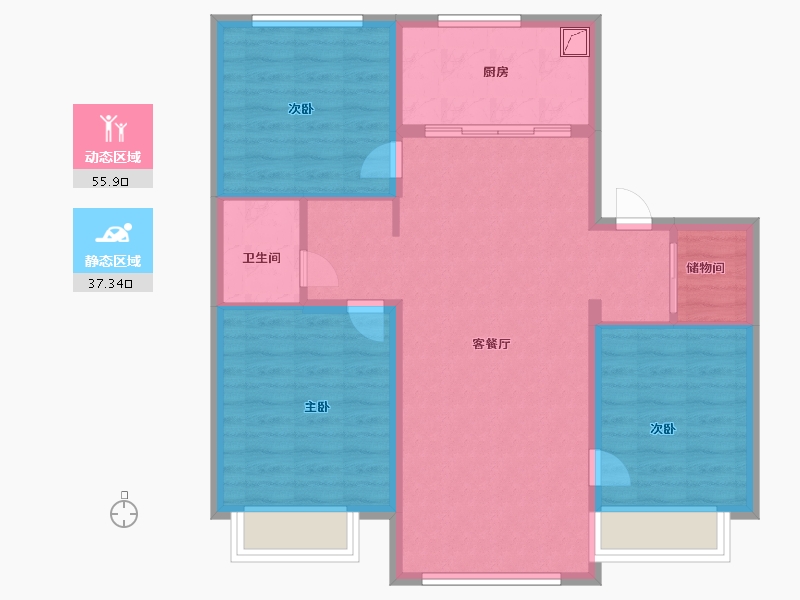 吉林省-长春市-万科星光城-84.00-户型库-动静分区