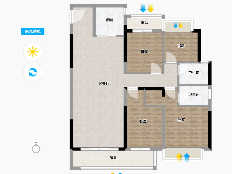 湖南省-长沙市-金茂建发·泊悦-114.00-户型库-采光通风