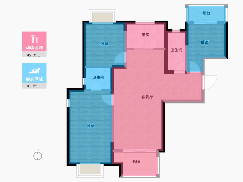 湖南省-长沙市-美的翰城-81.88-户型库-动静分区