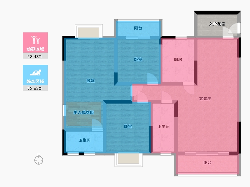 湖南省-衡阳市-云府A区-105.54-户型库-动静分区