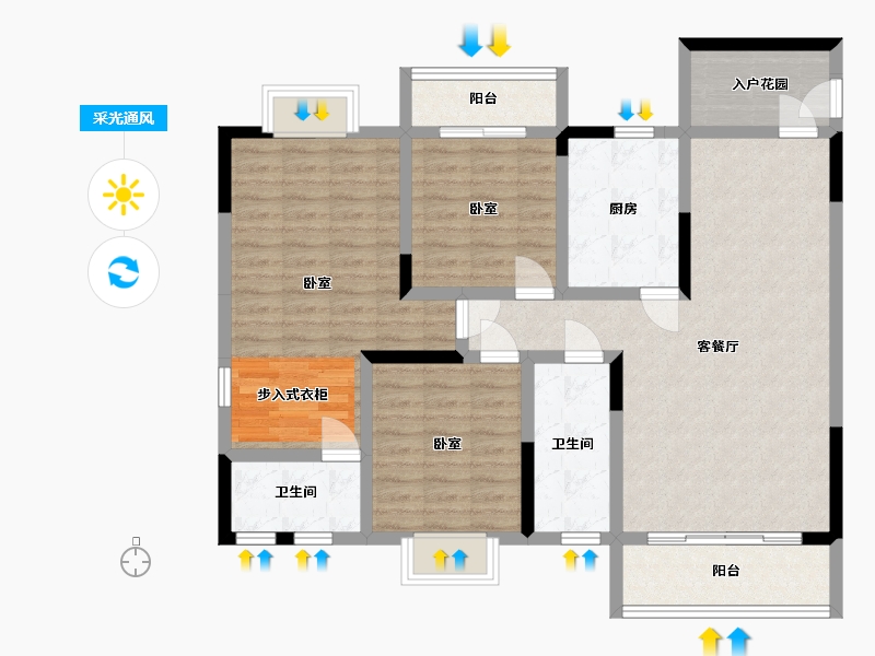 湖南省-衡阳市-云府A区-105.54-户型库-采光通风