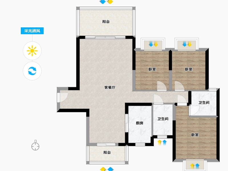 湖南省-邵阳市-懿品阁-99.72-户型库-采光通风