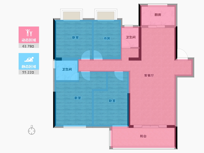 湖南省-长沙市-中国铁建·京师璟台-106.90-户型库-动静分区